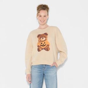 Women's Teddy Bear Pumpkin Graphic Sweatshirt  size xl